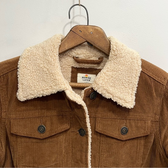 Marine Layer Sanders Cord Sherpa Jacket Corduroy in Monks Robe Brown Woman’s XS - Picture 10 of 16